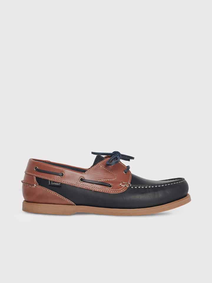 Navy & Brown Loake Lymington Leather Boat Shoe